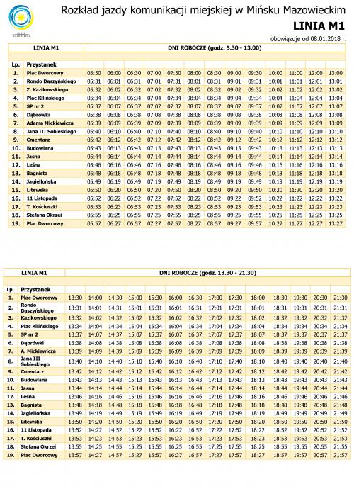 LINIA M1 DNI ROBOCZE