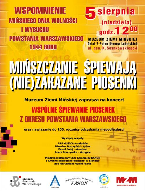 MZM mińszczanie śpiewają zakazane piosenki plakat 2018