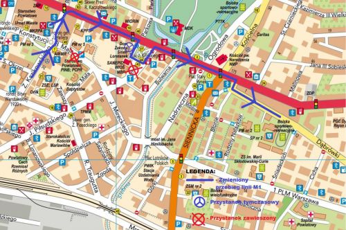 Linia M1 tymczasowy przebieg autobusów na festiwal...
