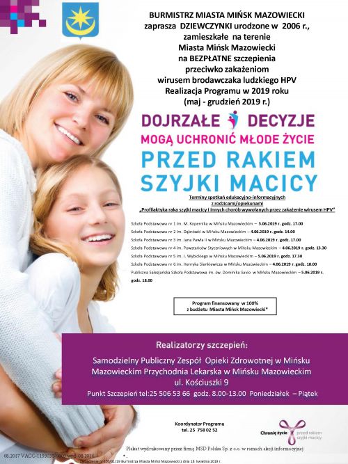 Plakat Miasto Mińsk Mazowiecki 2019 - uzupełniony o terminy