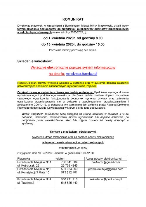 Komunikat dla Rodziców przedszkola_Strona_1