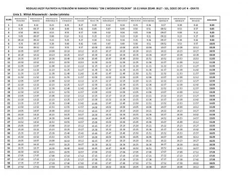 Rozkład jazdy - Mińsk Mazowiecki - Janów Lotnisko