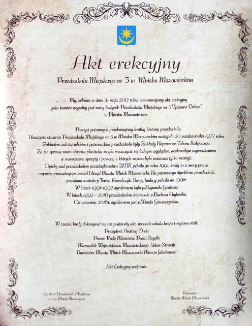 Akt erekcyjny pod budowę Przedszkola Miejskiego nr 5 - fotorelacja