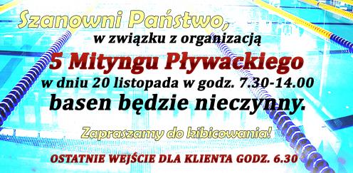 Infromacja dot. zamknięcia basenu 20.11.16