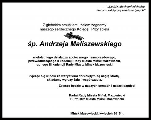 Kondolencje - Andrzej Maliszewski