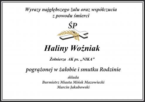 Kondolencje - Halina Woźniak