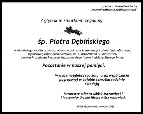 Kondolencje - Piotr Dębiński