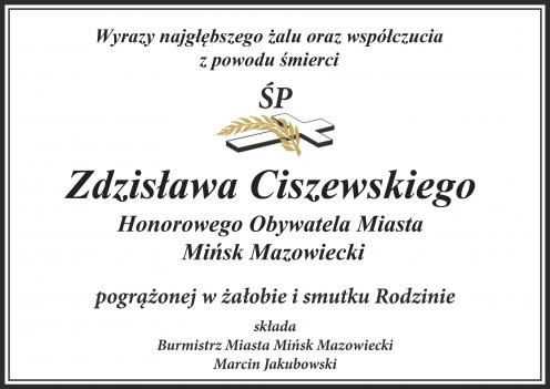 Kondolencje - Zdzisław Ciszewski