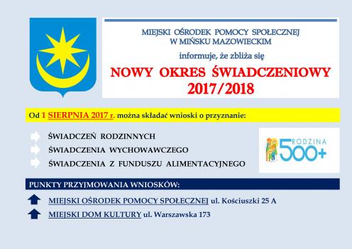 NOWY  OKRES  ŚWIADCZENIOWY 2017/2018