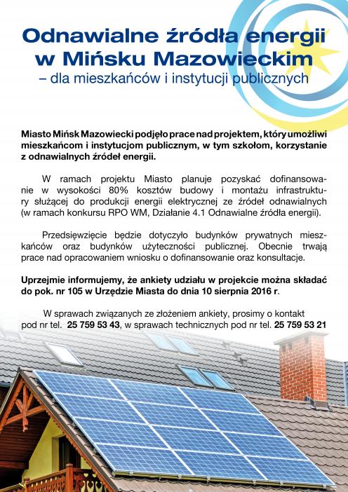 Odnawialne źródła energii dla mieszkańców miasta i instytucji