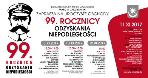 Program obchodów 99.rocznicy Odzyskania Niepodległości