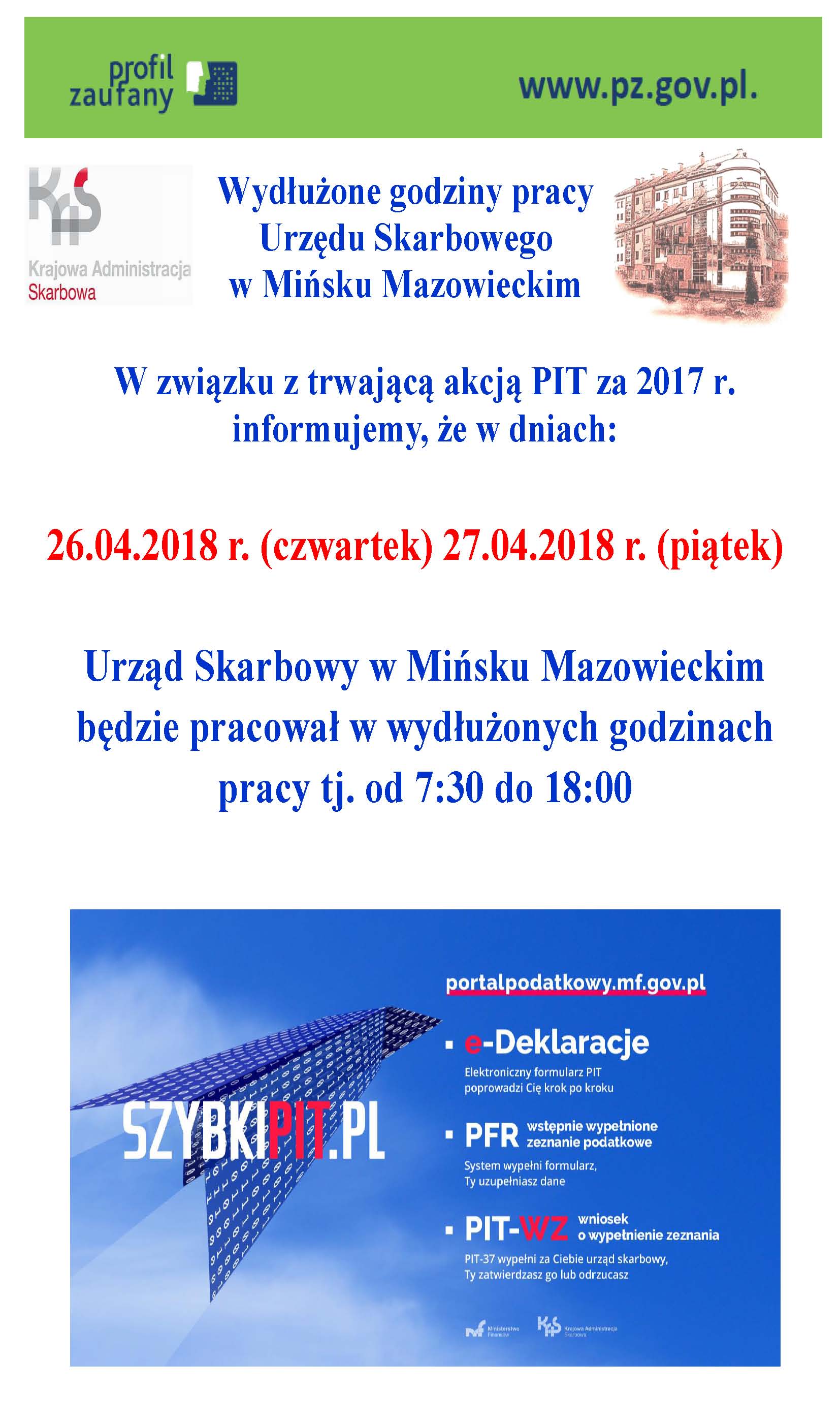 Wydłużone godziny pracy Urzędu Skarbowego w Mińsku Mazowieckim