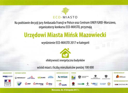 Wyróżnienie w konkursie ECO-MIASTO