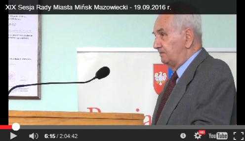 XIX Sesji Rady Miasta Mińsk Mazowiecki - 19.09.2016 r. - relacja video